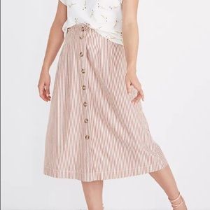 Madewell pink silk button skirt